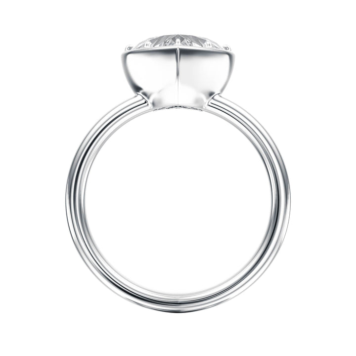 Solenne Button Back Heart Diamond Engagement Ring - R1074 in Ring by 18 KARATS INC.