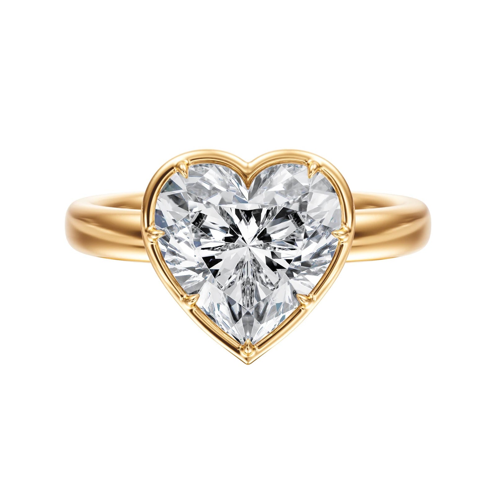Solenne Button Back Heart Diamond Engagement Ring - R1074 in Ring by 18 KARATS INC.