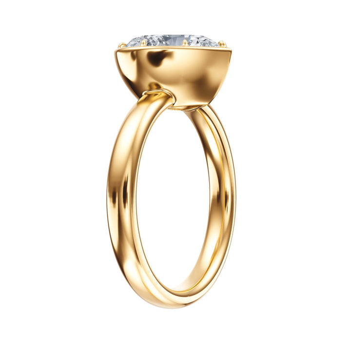 Solenne Button Back Heart Diamond Engagement Ring - R1074 in Ring by 18 KARATS INC.