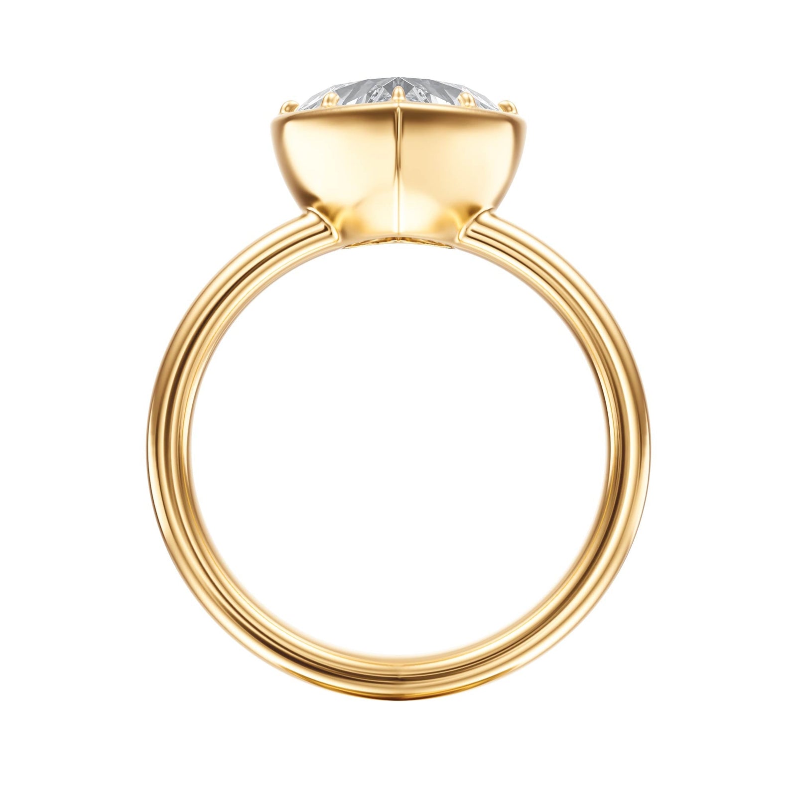 Solenne Button Back Heart Diamond Engagement Ring - R1074 in Ring by 18 KARATS INC.