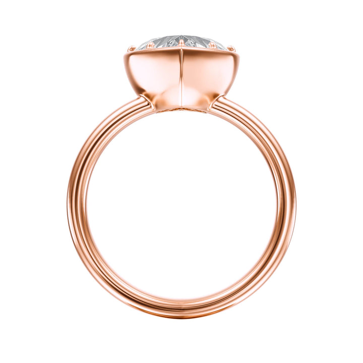 Solenne Button Back Heart Diamond Engagement Ring - R1074 in Ring by 18 KARATS INC.