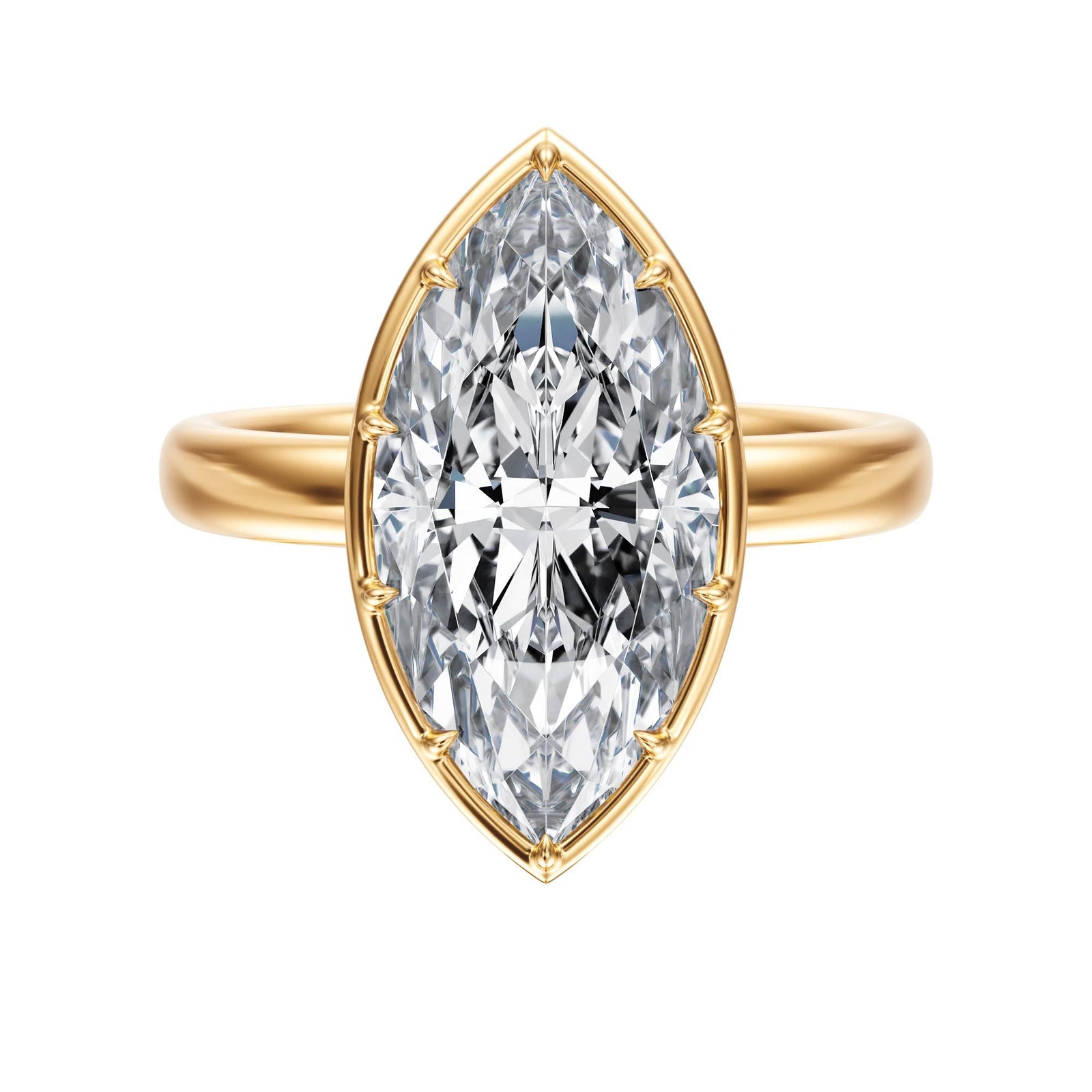 Solenne Button Back Marquise Diamond Engagement Ring - R1073 in Ring by 18 KARATS INC.