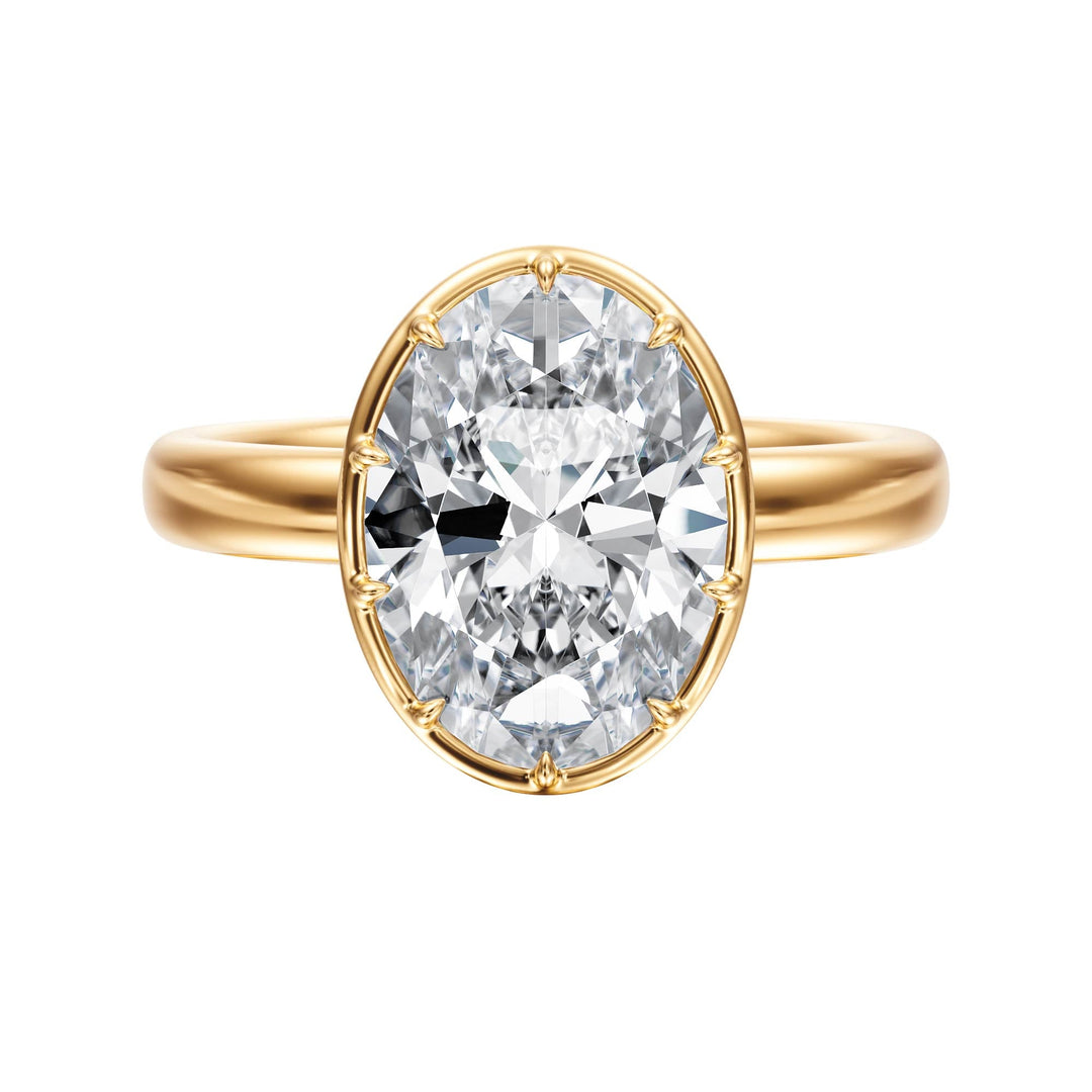 Solenne Button Back Oval Diamond Engagement Ring - R1072 in Ring by 18 KARATS INC.