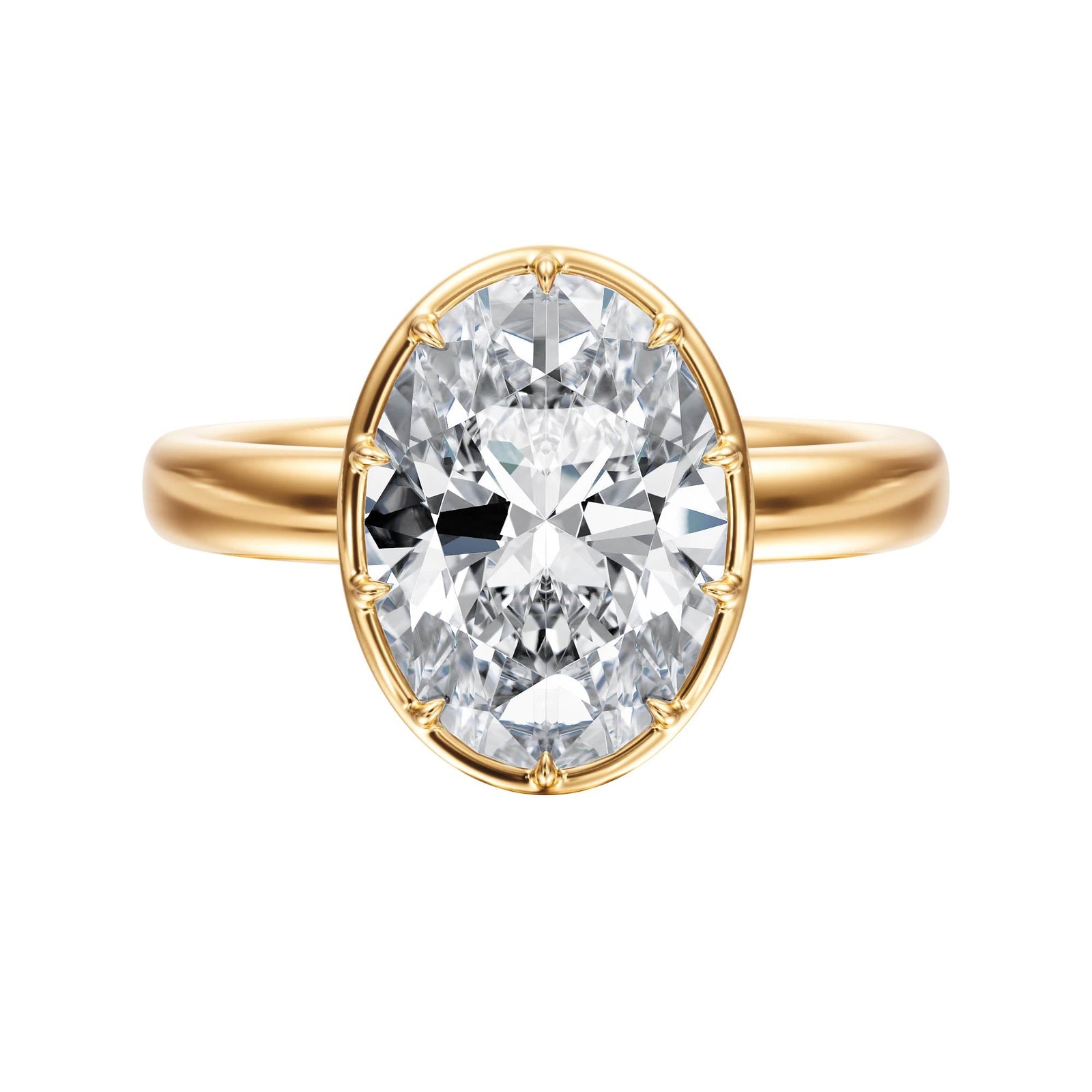 Solenne Button Back Oval Diamond Engagement Ring - R1072 in Ring by 18 KARATS INC.
