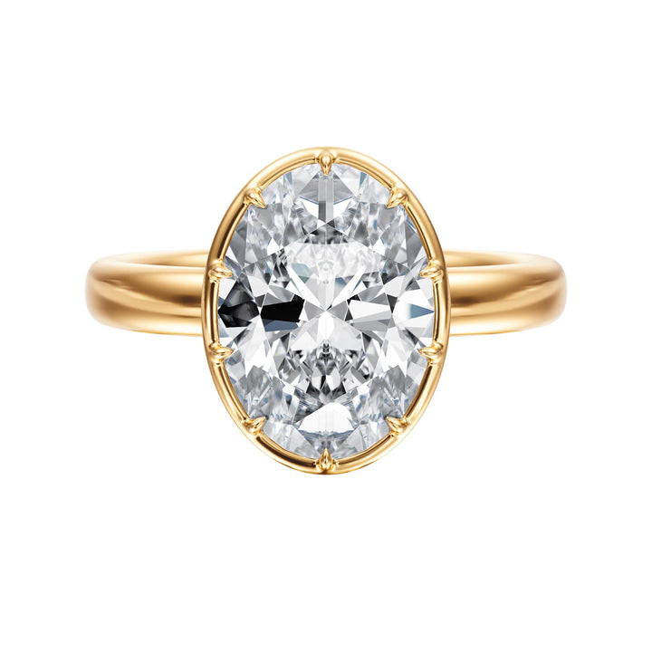 Solenne Button Back Oval Diamond Engagement Ring - R1072 in Ring by 18 KARATS INC.