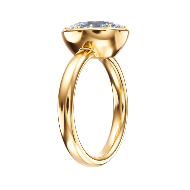 Solenne Button Back Oval Diamond Engagement Ring - R1072 in Ring by 18 KARATS INC.