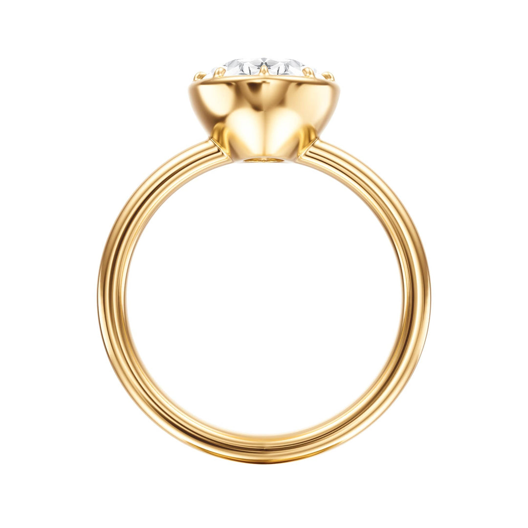 Solenne Button Back Oval Diamond Engagement Ring - R1072 in Ring by 18 KARATS INC.