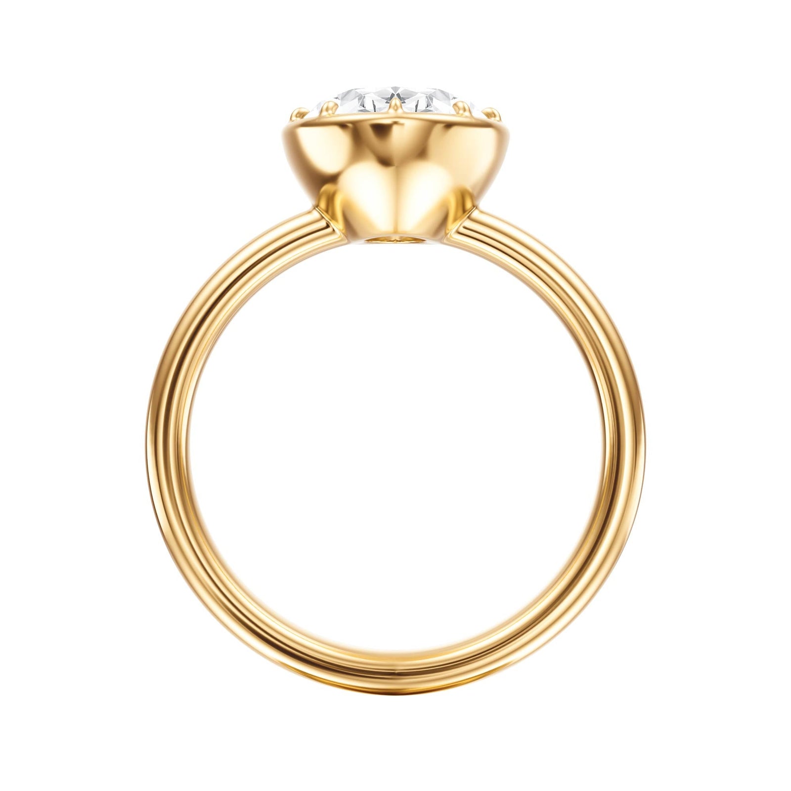 Solenne Button Back Oval Diamond Engagement Ring - R1072 in Ring by 18 KARATS INC.