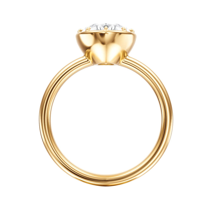 Solenne Button Back Oval Diamond Engagement Ring - R1072 in Ring by 18 KARATS INC.