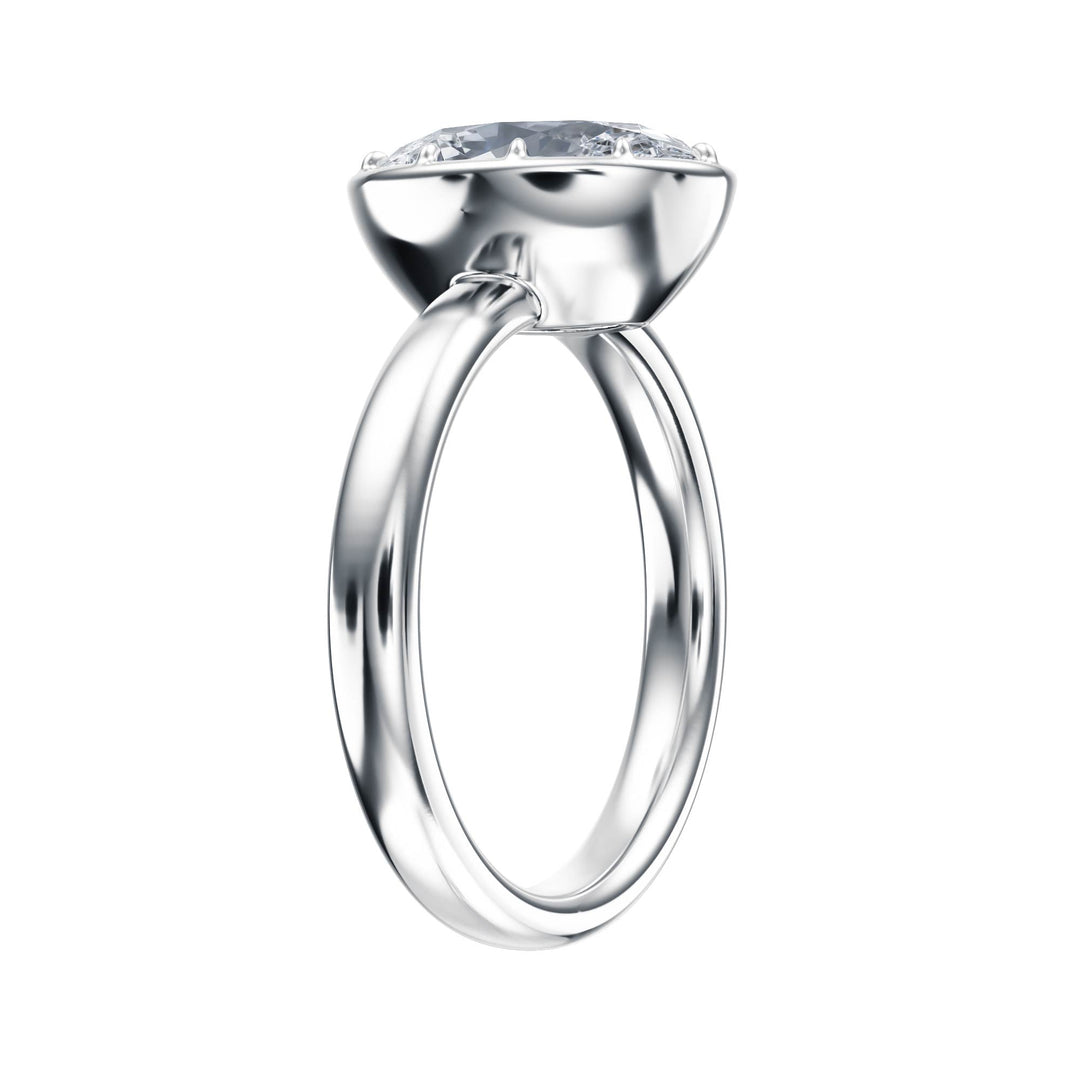 Solenne Button Back Oval Diamond Engagement Ring - R1072 in Ring by 18 KARATS INC.