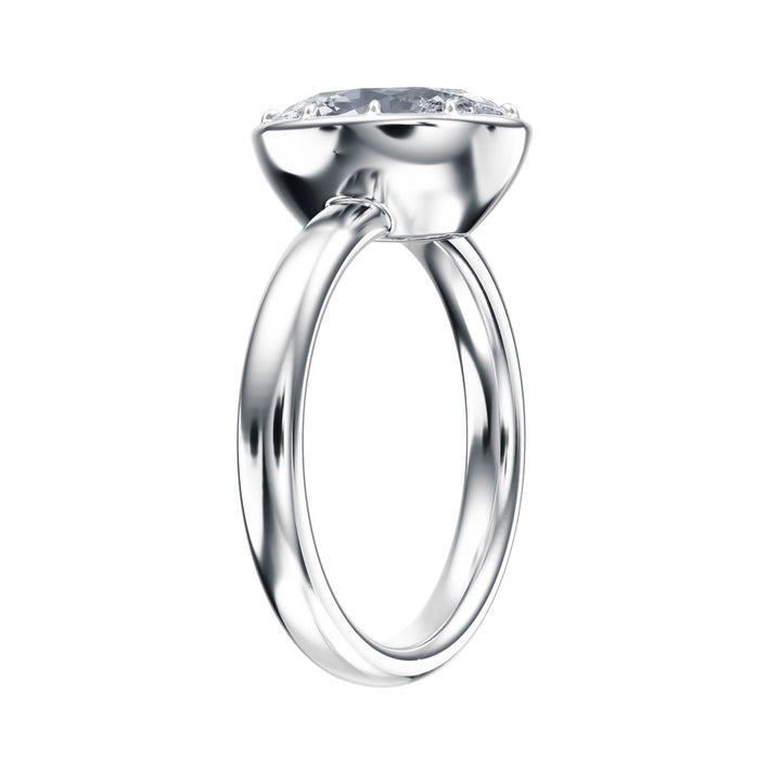 Solenne Button Back Oval Diamond Engagement Ring - R1072 in Ring by 18 KARATS INC.