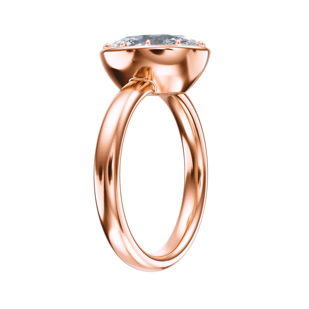 Solenne Button Back Oval Diamond Engagement Ring - R1072 in Ring by 18 KARATS INC.