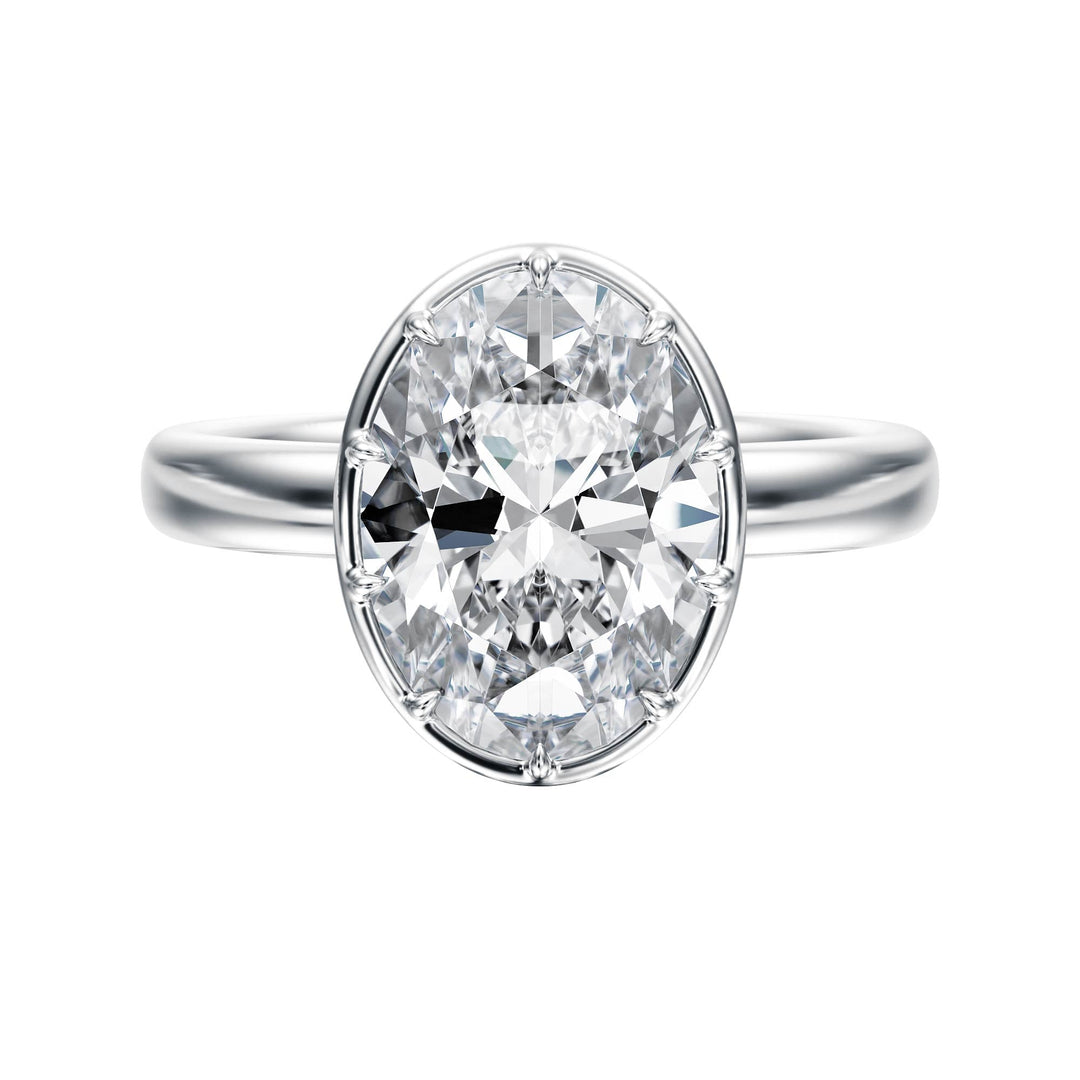 Solenne Button Back Oval Diamond Engagement Ring - R1072 in Ring by 18 KARATS INC.