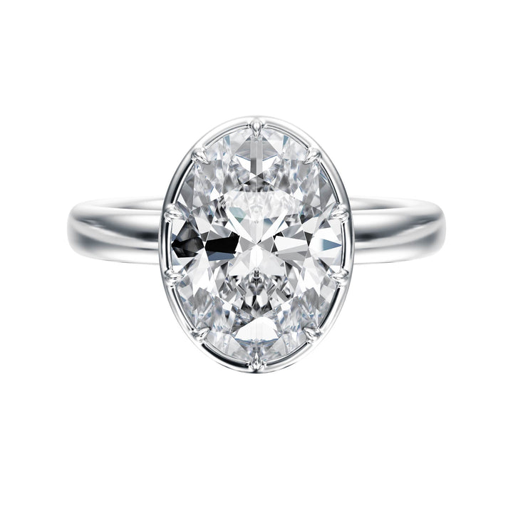 Solenne Button Back Oval Diamond Engagement Ring - R1072 in Ring by 18 KARATS INC.