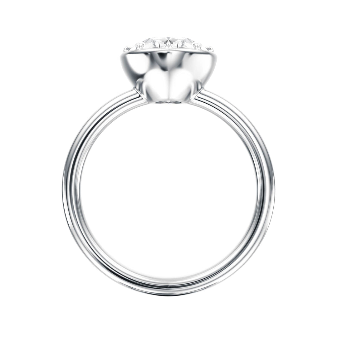 Solenne Button Back Oval Diamond Engagement Ring - R1072 in Ring by 18 KARATS INC.