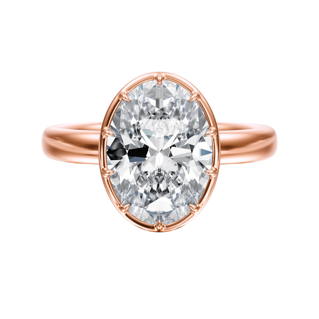 Solenne Button Back Oval Diamond Engagement Ring - R1072 in Ring by 18 KARATS INC.