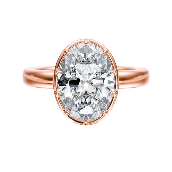 Solenne Button Back Oval Diamond Engagement Ring - R1072 in Ring by 18 KARATS INC.