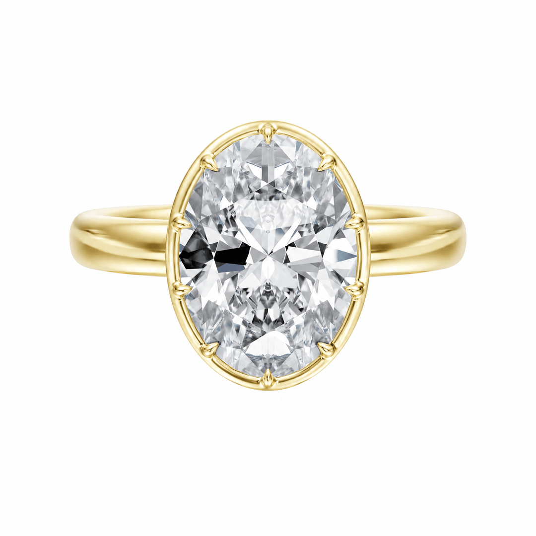 Solenne Button Back Oval Lab Diamond Engagement Ring in Ready Rings by 18 KARATS INC.