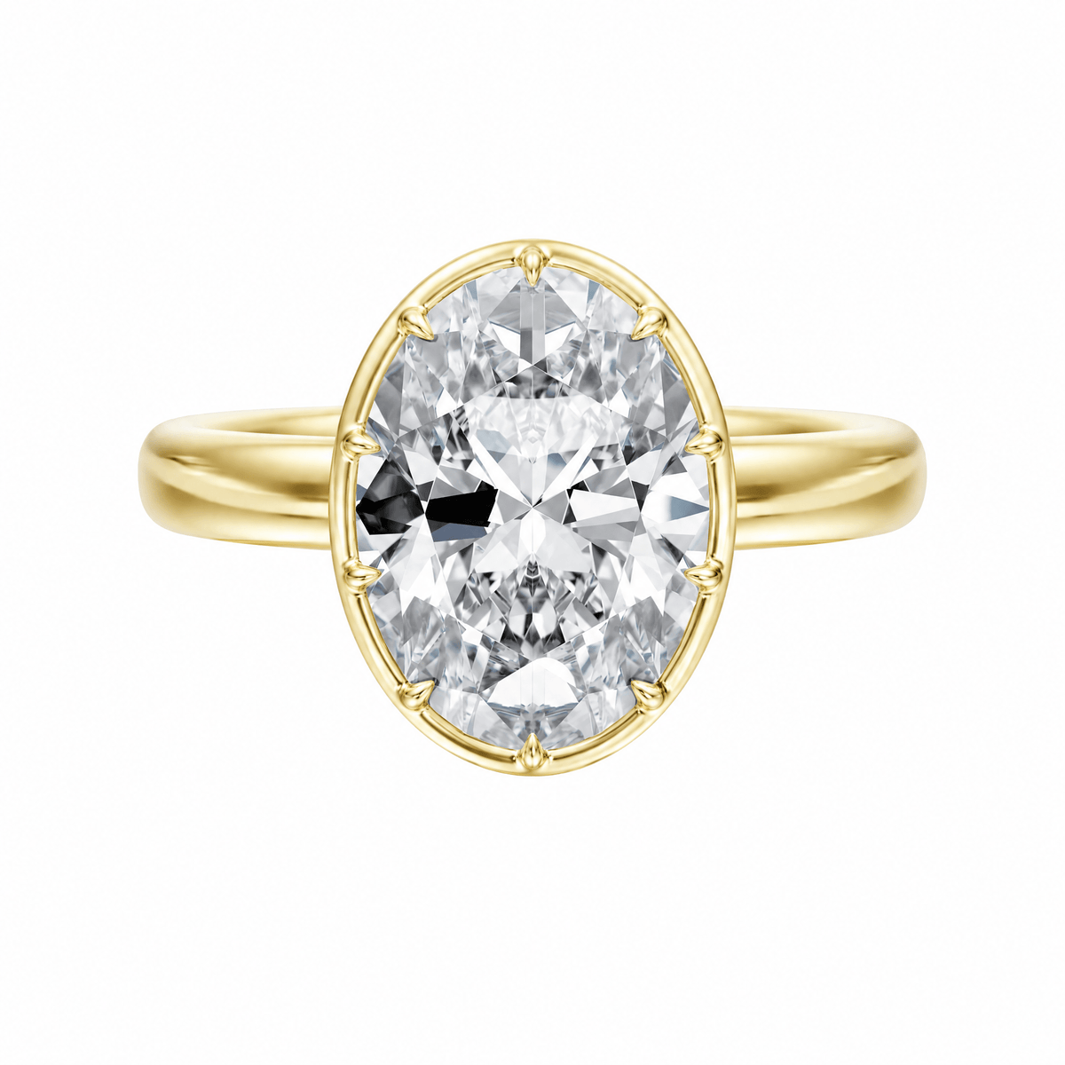 Solenne Button Back Oval Lab Diamond Engagement Ring in Ready Rings by 18 KARATS INC.