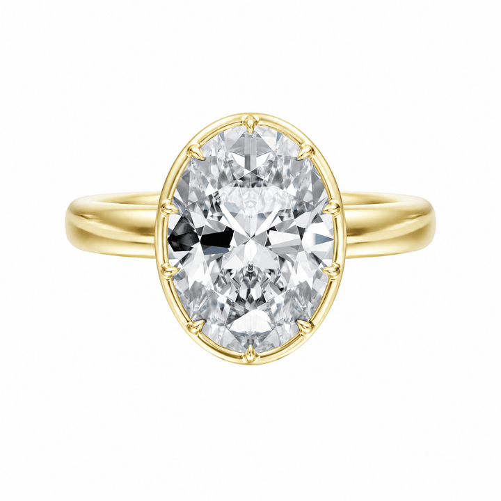 Solenne Button Back Oval Lab Diamond Engagement Ring in Ready Rings by 18 KARATS INC.