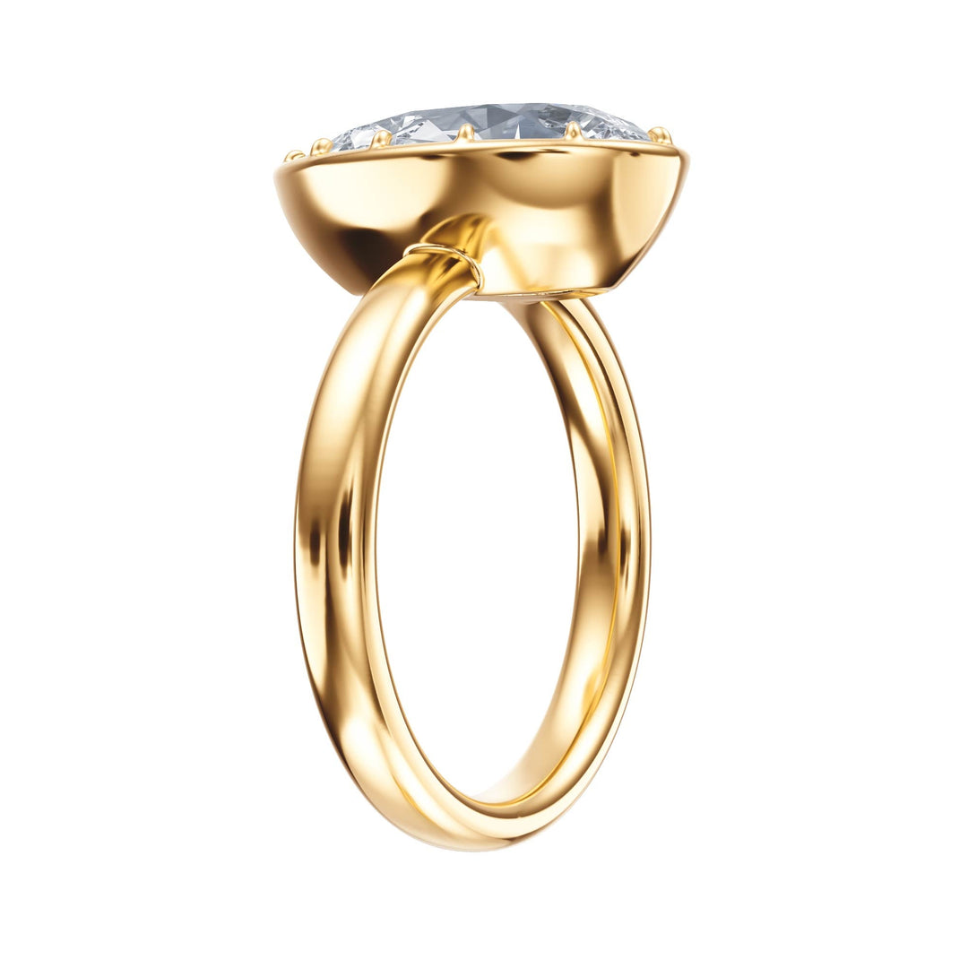 Solenne Button Back Pear Diamond Engagement Ring - R1071 in Ring by 18 KARATS INC.
