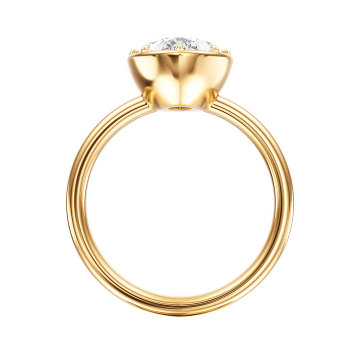 Solenne Button Back Pear Diamond Engagement Ring - R1071 in Ring by 18 KARATS INC.