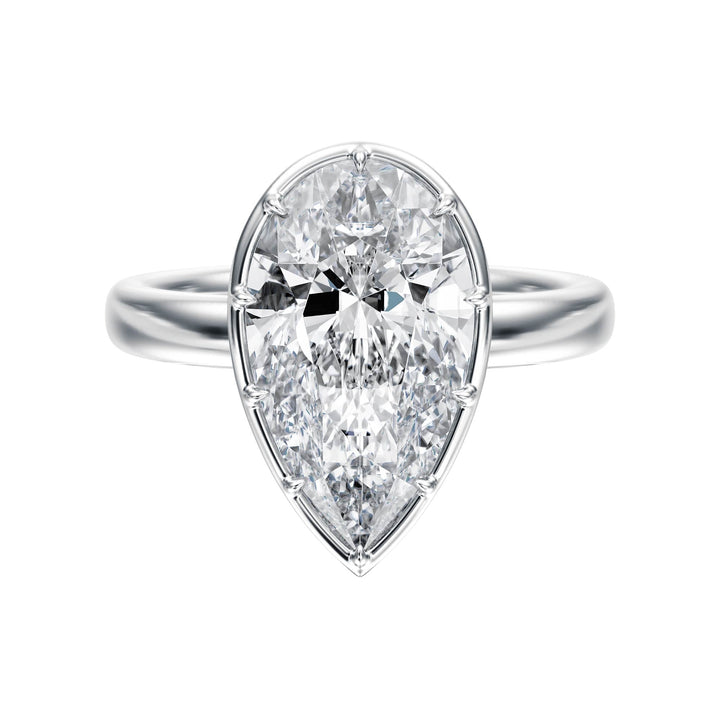 Solenne Button Back Pear Diamond Engagement Ring - R1071 in Ring by 18 KARATS INC.
