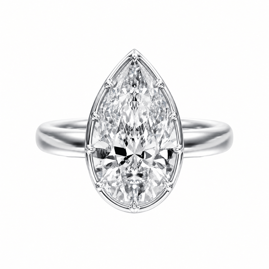 Solenne Button Back Pear Lab Diamond Engagement Ring in Ready Rings by 18 KARATS INC.