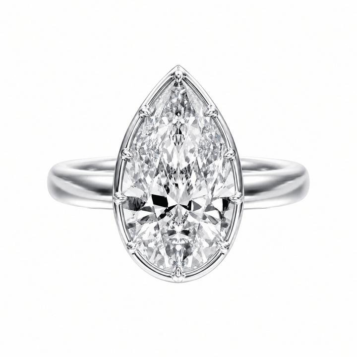 Solenne Button Back Pear Lab Diamond Engagement Ring in Ready Rings by 18 KARATS INC.