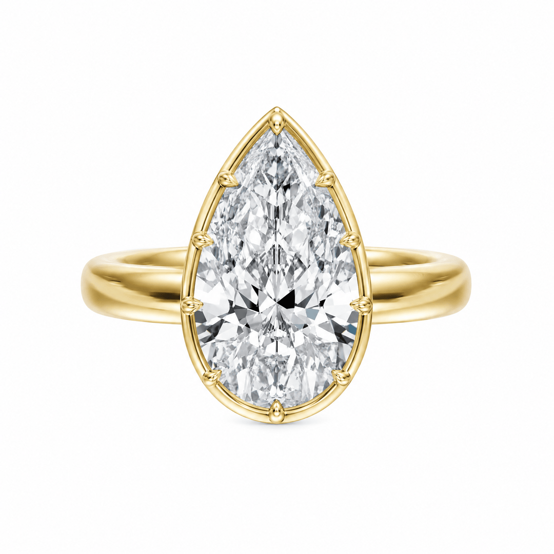 Solenne Button Back Pear Lab Diamond Engagement Ring in Ready Rings by 18 KARATS INC.