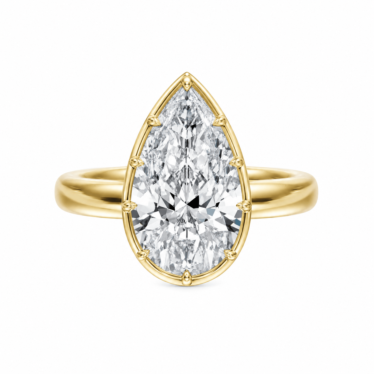 Solenne Button Back Pear Lab Diamond Engagement Ring in Ready Rings by 18 KARATS INC.