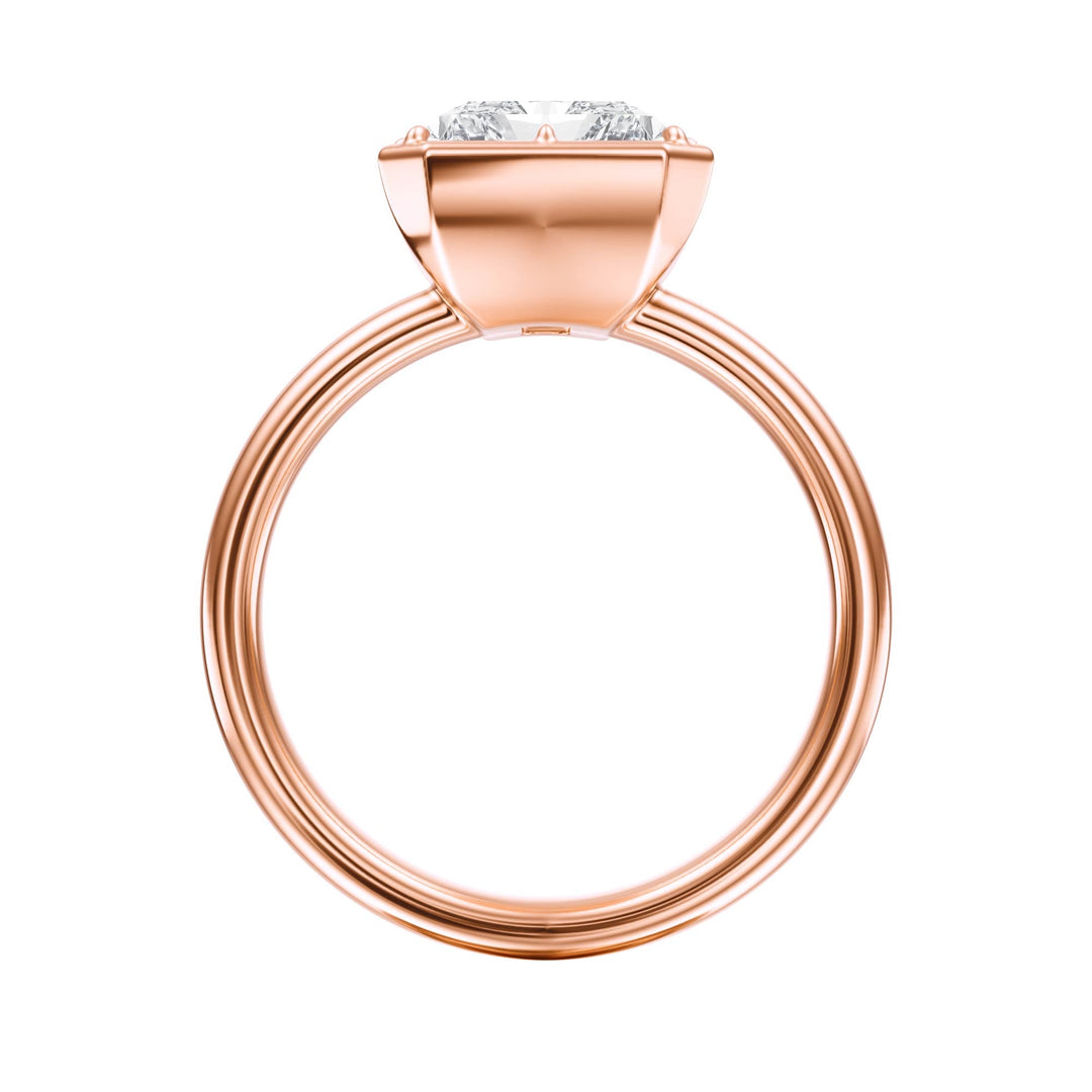 Solenne Button Back Radiant Diamond Engagement Ring - R1069 in Ring by 18 KARATS INC.