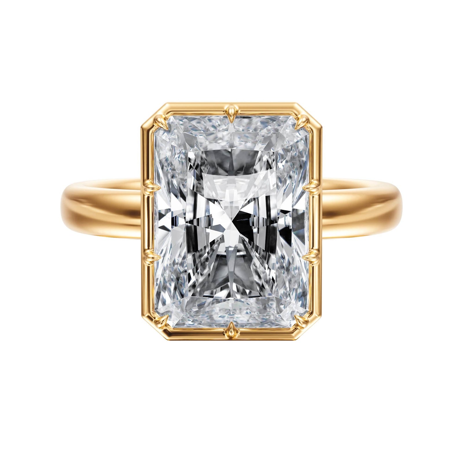 Solenne Button Back Radiant Diamond Engagement Ring - R1069 in Ring by 18 KARATS INC.