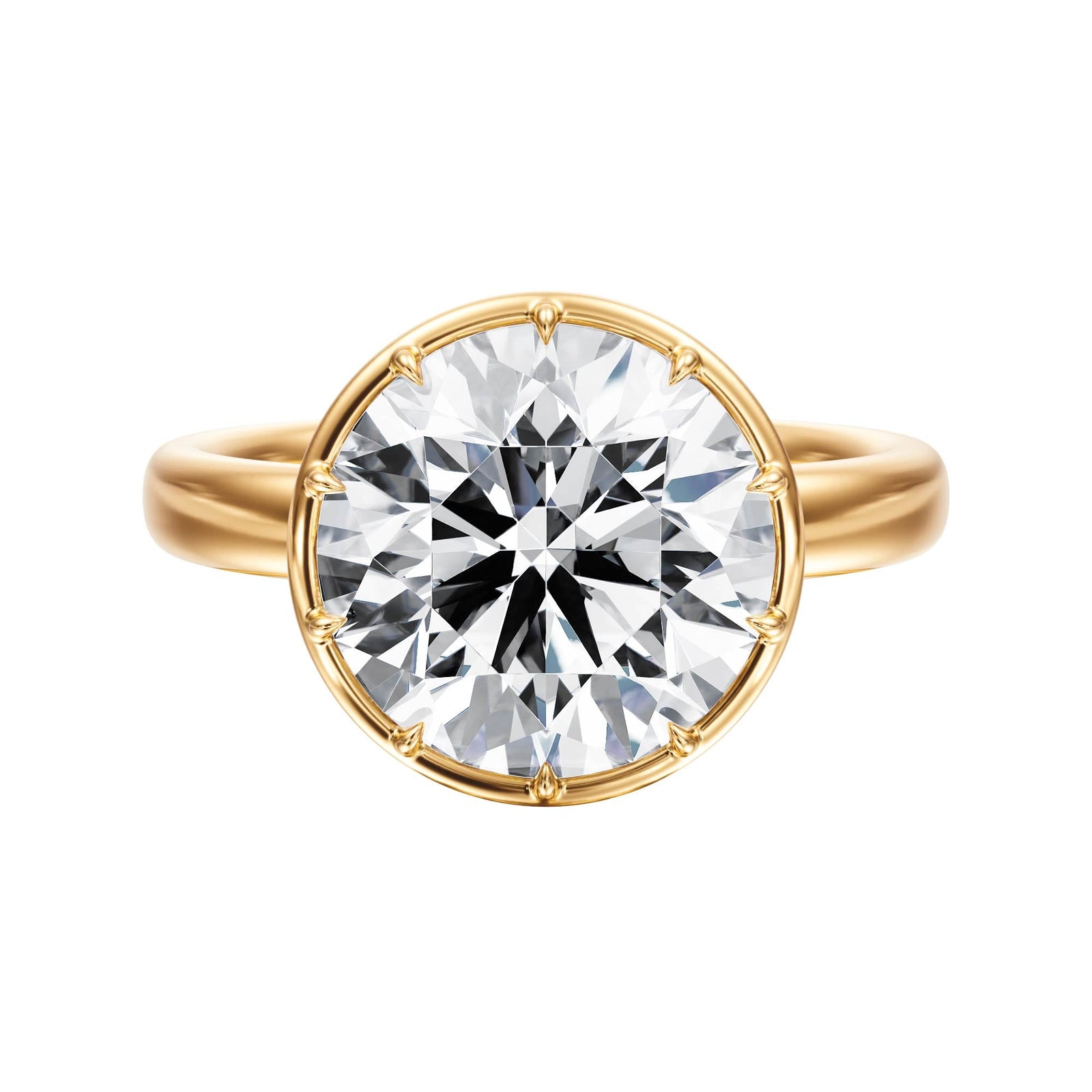 Solenne Button Back Round Diamond Engagement Ring - R1068 in Ring by 18 KARATS INC.