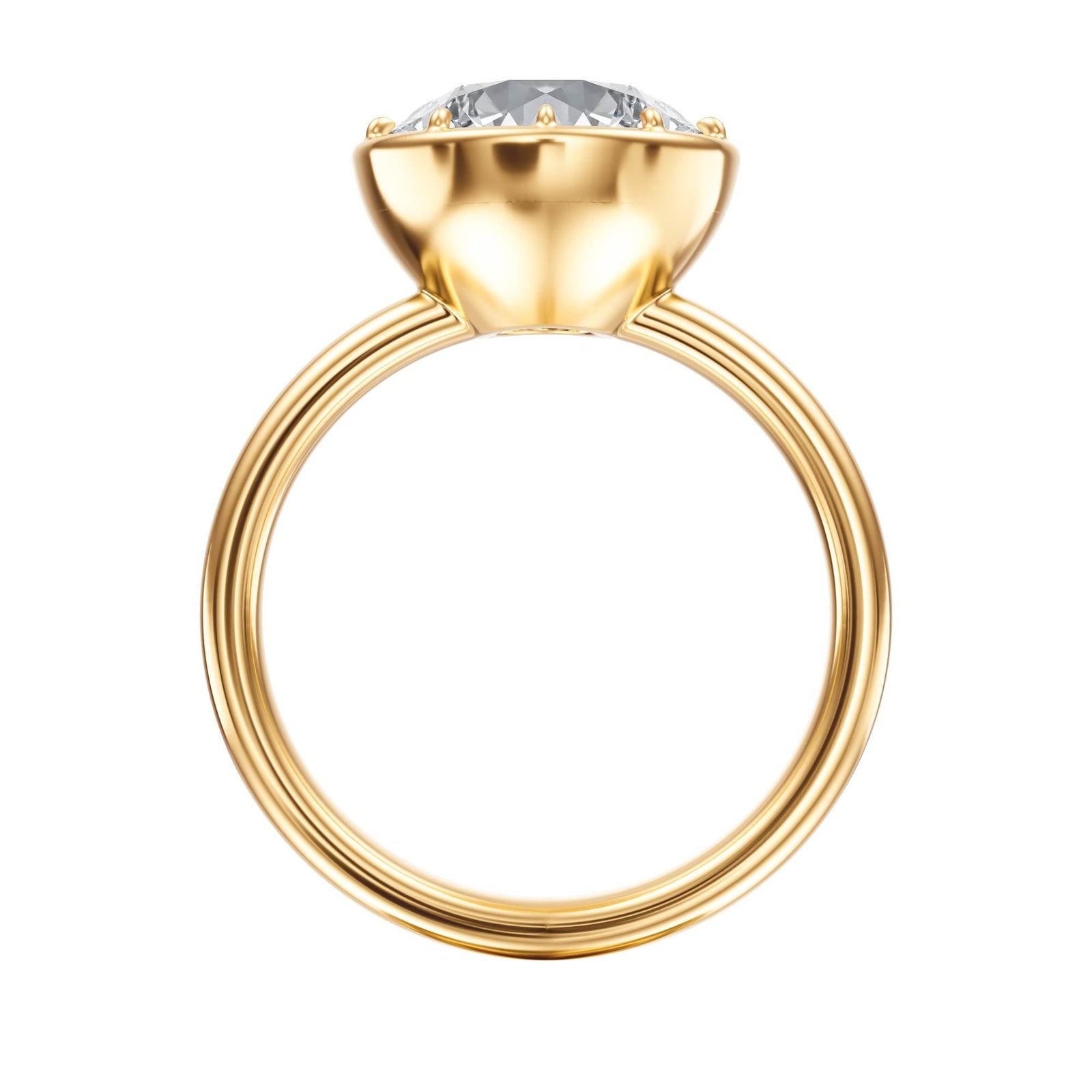 Solenne Button Back Round Diamond Engagement Ring - R1068 in Ring by 18 KARATS INC.