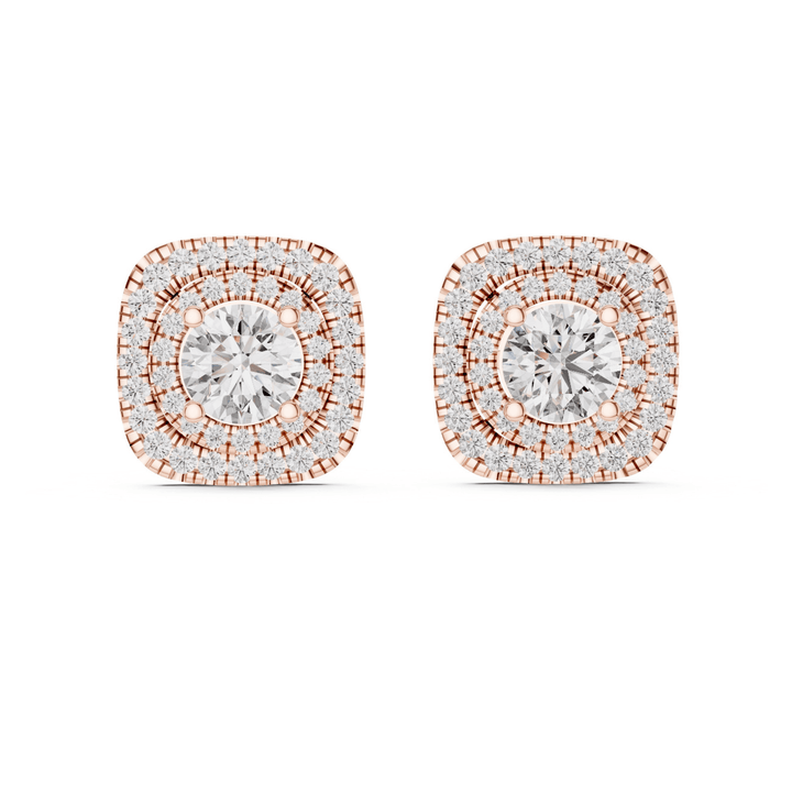 Square Halo 3.88 ctw Diamond Stud Earrings - E1130 in Earrings by 18 KARATS INC.