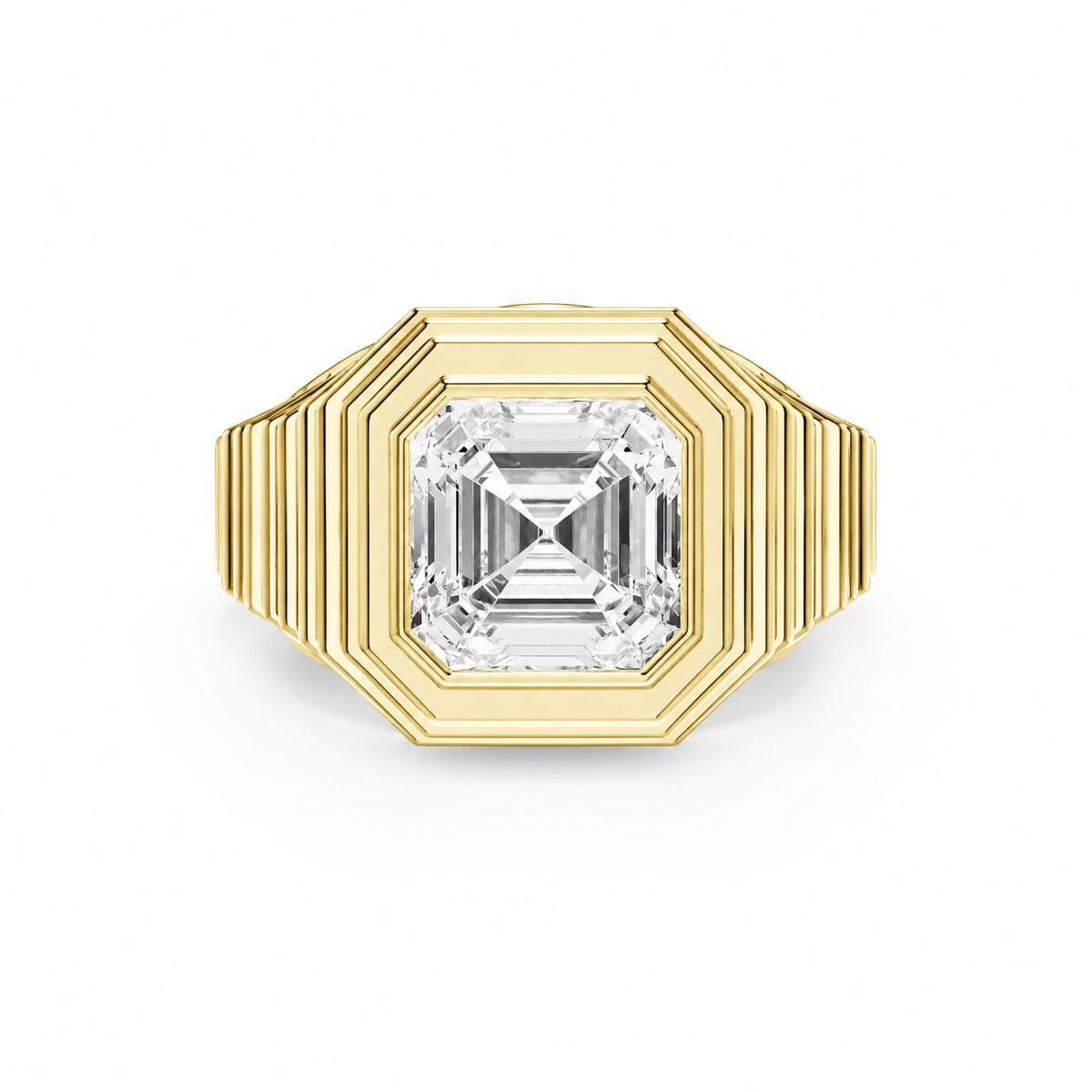 Tapered Asscher Diamond Signet Ring in Ring by 18 KARATS INC.