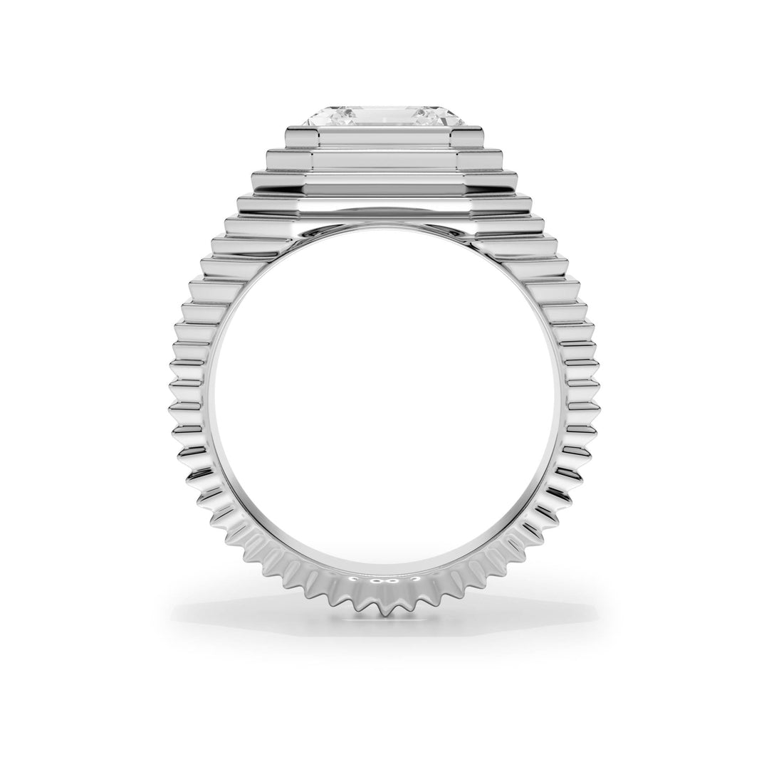 Tapered Asscher Diamond Signet Ring - R1264 in Ring by 18 KARATS INC.
