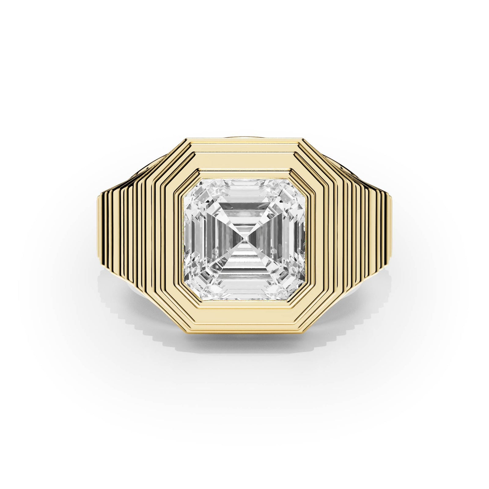 Tapered Asscher Diamond Signet Ring - R1264 in Ring by 18 KARATS INC.