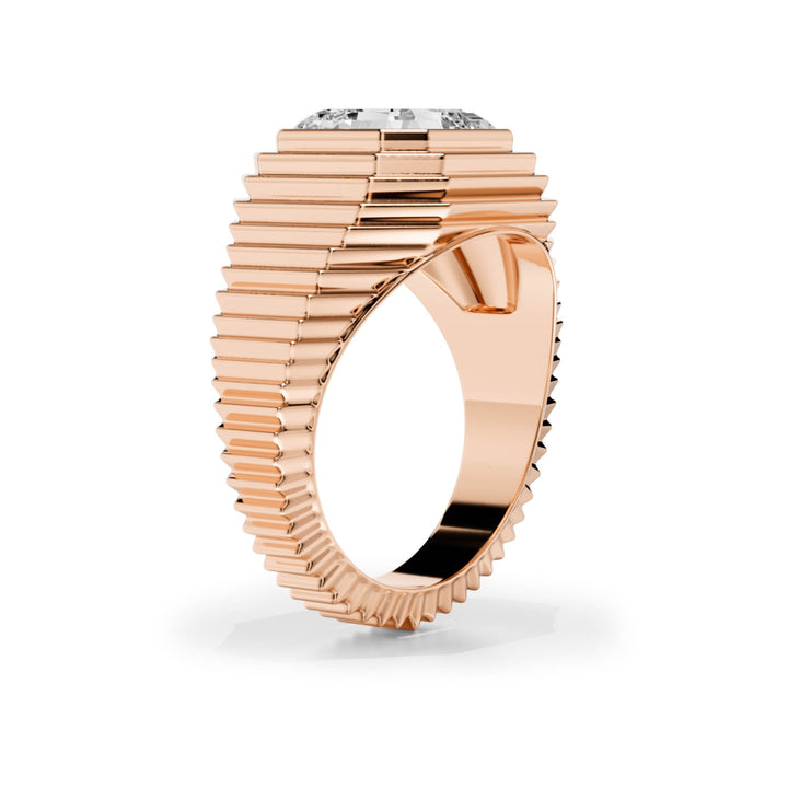 Tapered Asscher Diamond Signet Ring - R1264 in Ring by 18 KARATS INC.