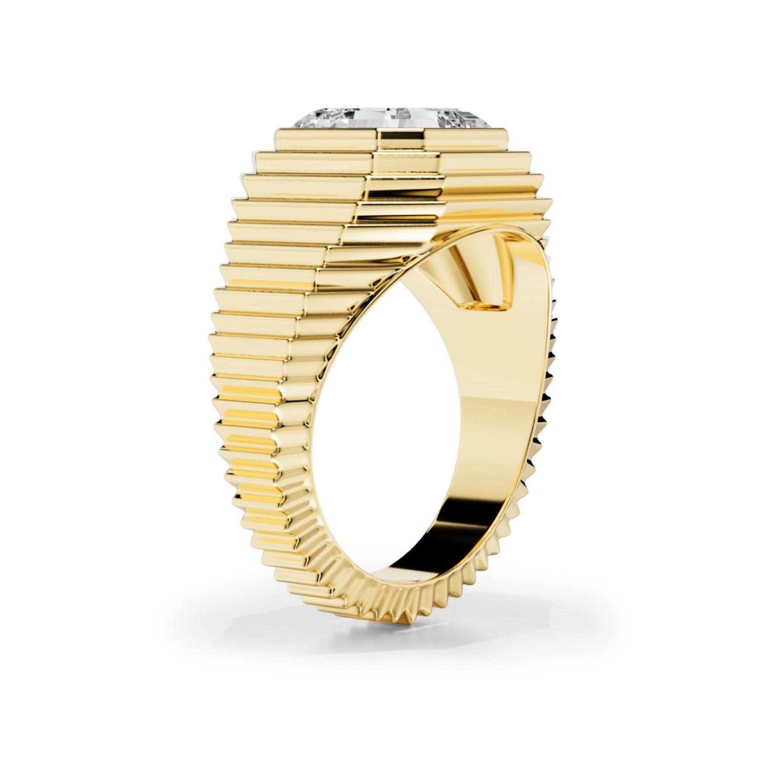 Tapered Asscher Diamond Signet Ring - R1264 in Ring by 18 KARATS INC.