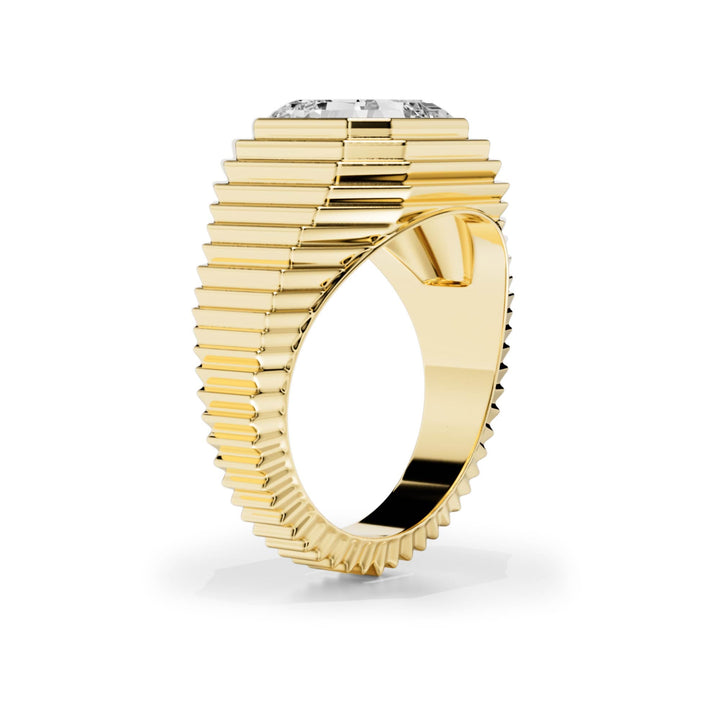 Tapered Asscher Diamond Signet Ring - R1264 in Ring by 18 KARATS INC.