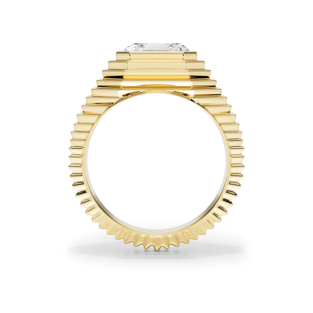 Tapered Asscher Diamond Signet Ring - R1264 in Ring by 18 KARATS INC.