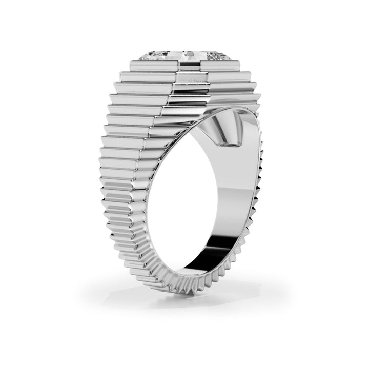 Tapered Asscher Diamond Signet Ring - R1264 in Ring by 18 KARATS INC.