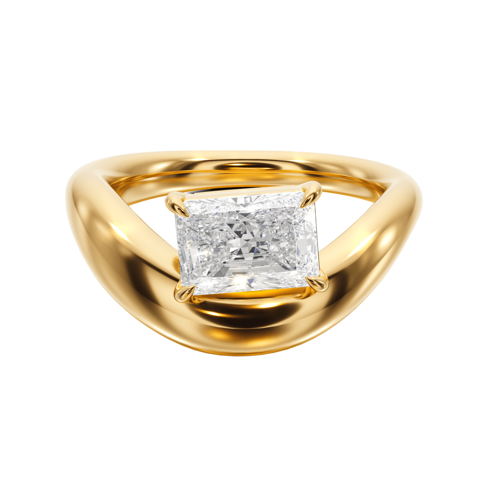 The Curved Radiant Diamond Engagement Ring – R1024 in Ring by 18 KARATS INC.
