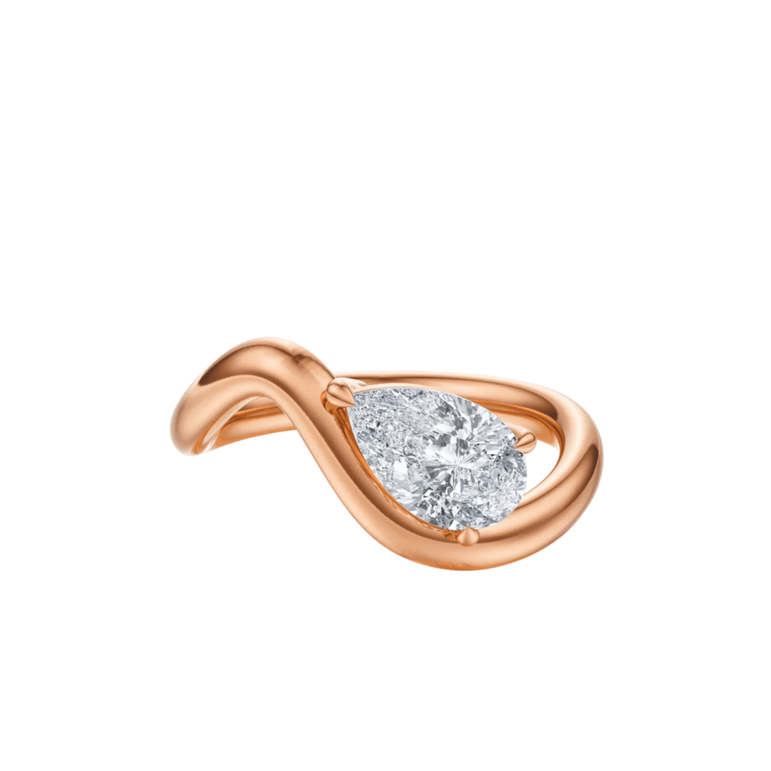 The Embrace Pear Twist Engagement Ring - R1032 in by 18 KARATS