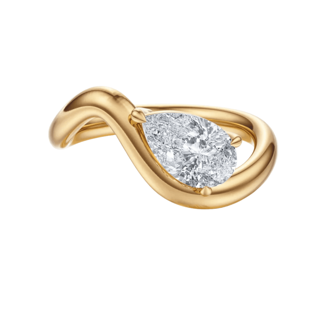 The Embrace Pear Twist Engagement Ring - R1032 in by 18 KARATS