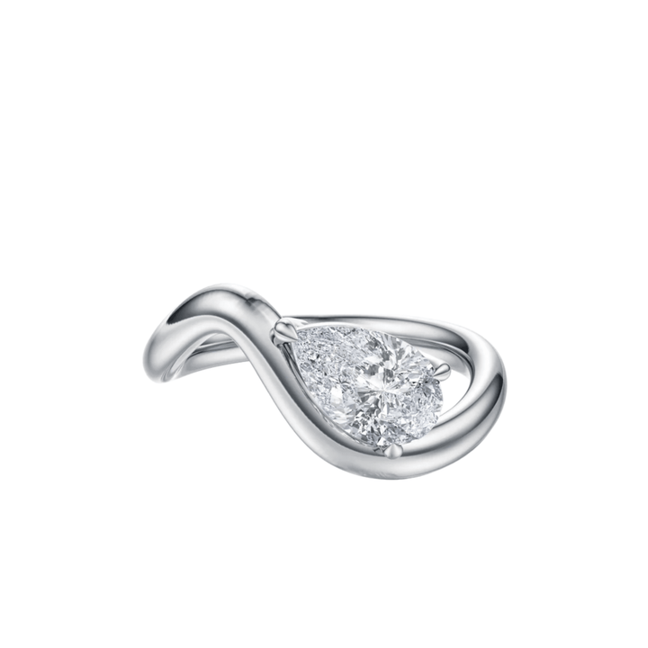 The Embrace Pear Twist Engagement Ring - R1032 in by 18 KARATS