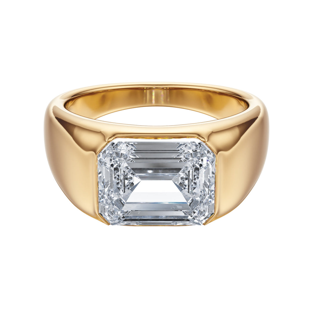 The Evergold Emerald Diamond Signet Ring - R1039 in Ring by 18 KARATS INC.