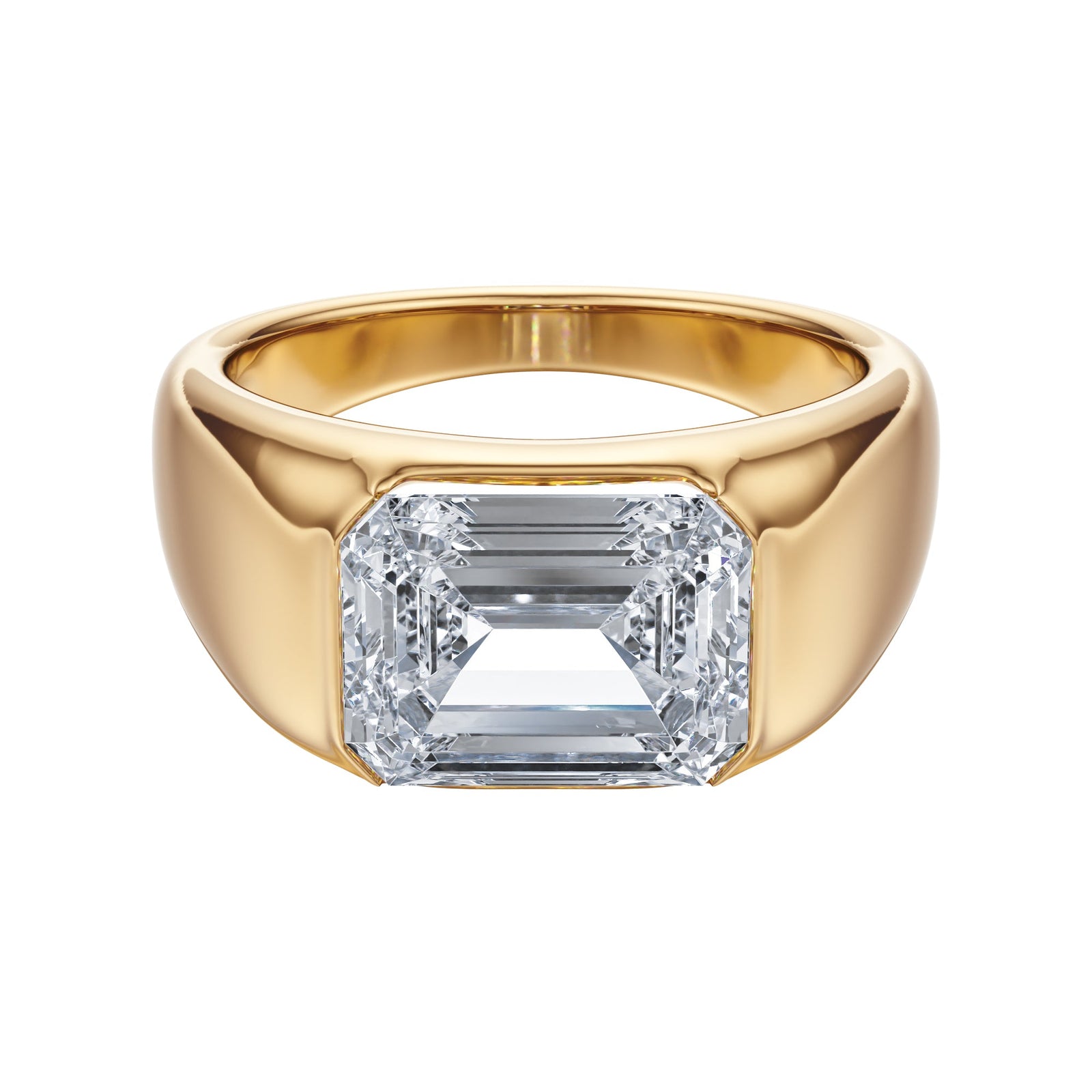 The Evergold Emerald Diamond Signet Ring - R1039 in Ring by 18 KARATS INC.